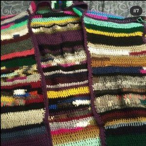 Boho Hooded Shawl Poncho Handcraft Crochet